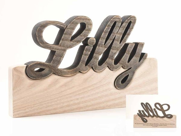 3D Name aus Holz mit persönlicher Widmung